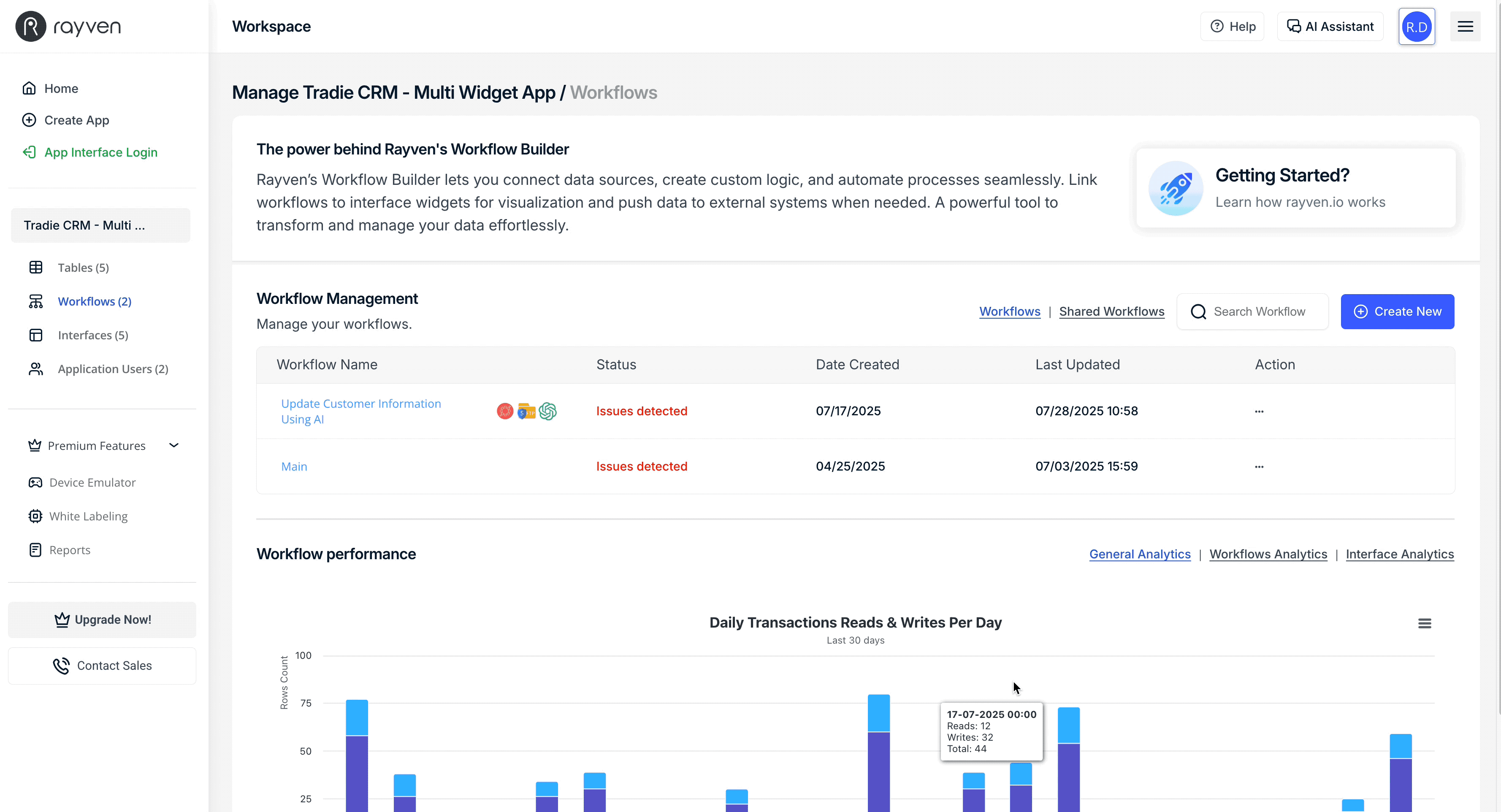 click into a workflow