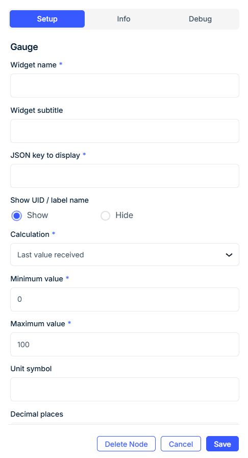 Gauge Widget Node Configuration Guide