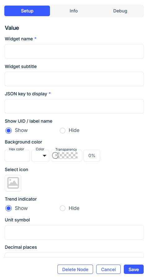 Value Widget Node Configuration Guide