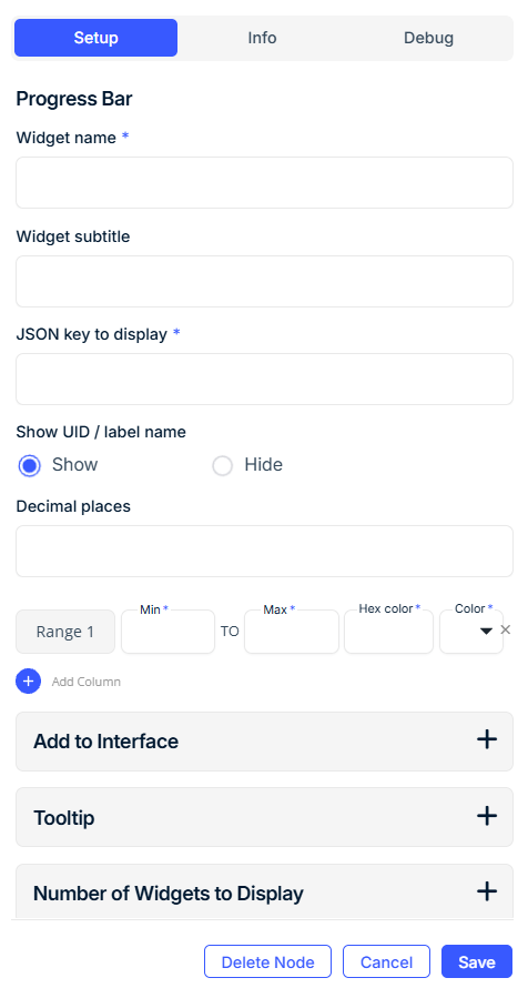 Progress Bar Widget Node Configuration Guide